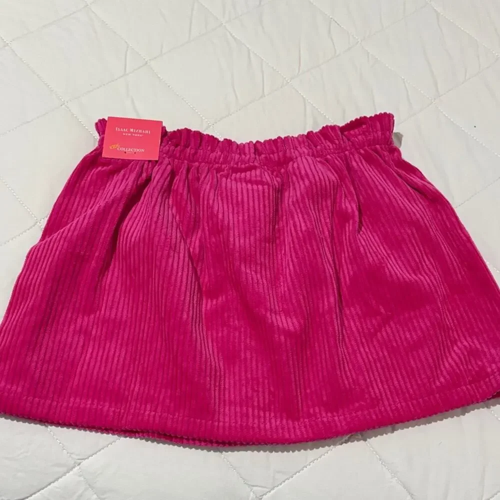 Pink Corduroy Button Skirt